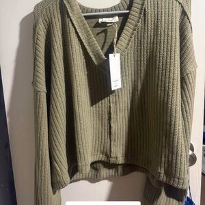 Free People Sage V-Neck Ribbed Sweater